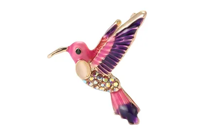 סיכת ציפור שיר ורודה