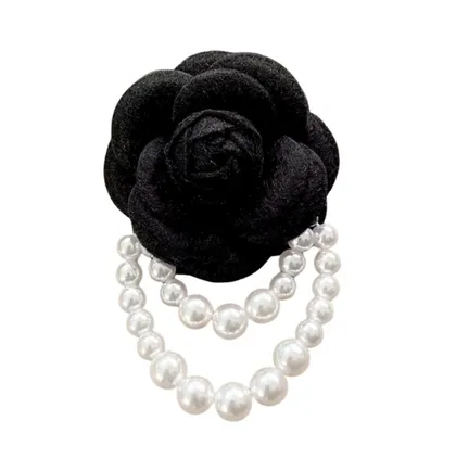 סיכת פרח אלגנט שחור