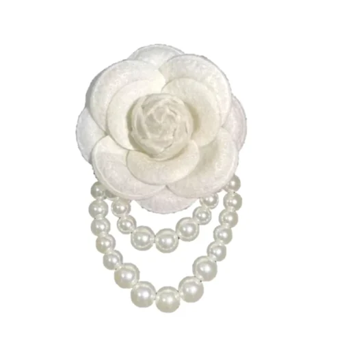 סיכת פרח כלה לבנה