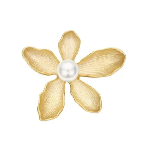 סיכת חבצלת פנינה זהב