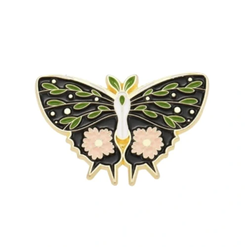 סיכת פרפר ורוד ושחור